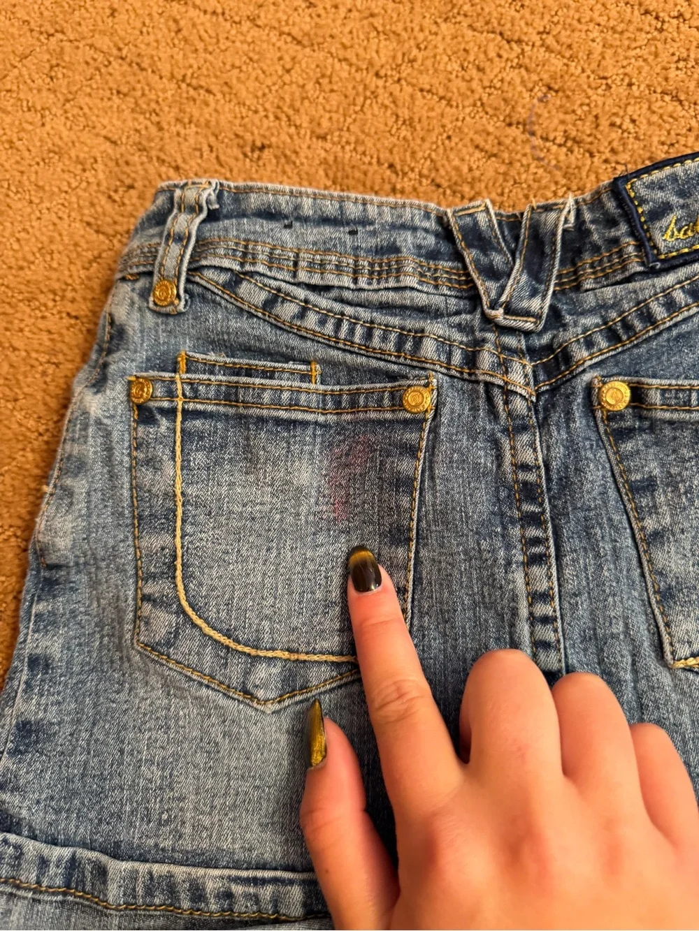 Y2K Baby Phat Denim Skirt Cat Logo Girls Size 6 Blue Jean Mini